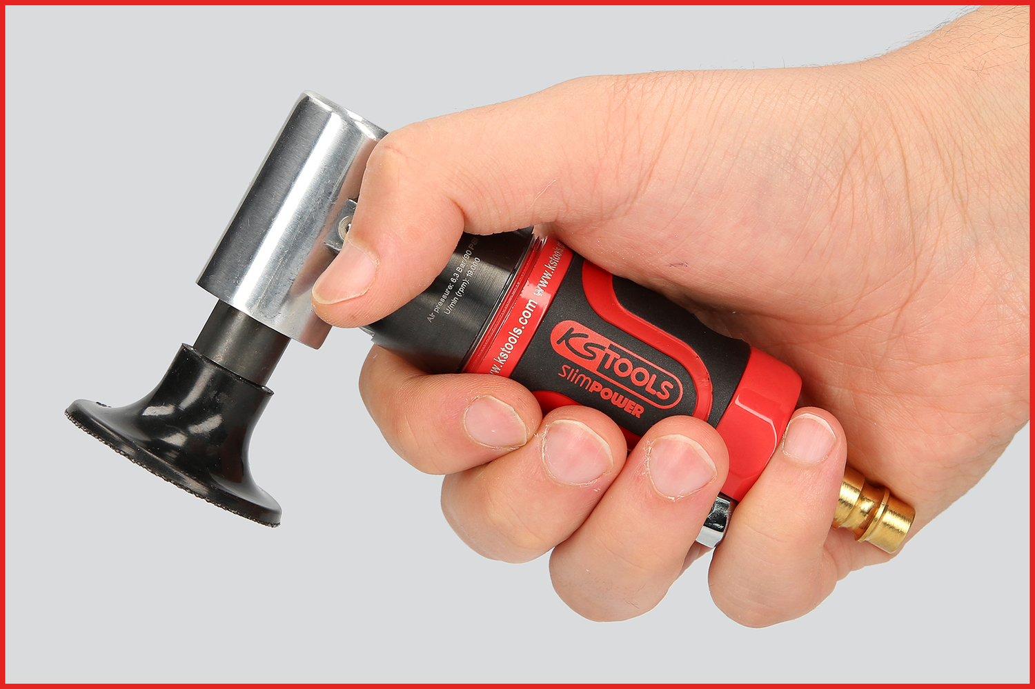 KS Tools SlimPOWER Mini-Druckluft-Schleifmaschine für große Pads, 19000 U-min