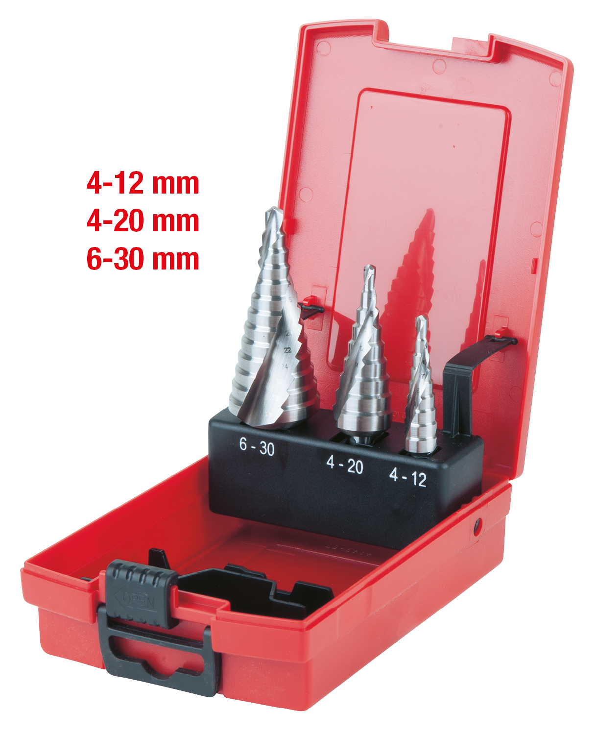 KS Tools HSS Co 5 Stufenbohrer-Satz, Kunststoffkassette 3-tlg