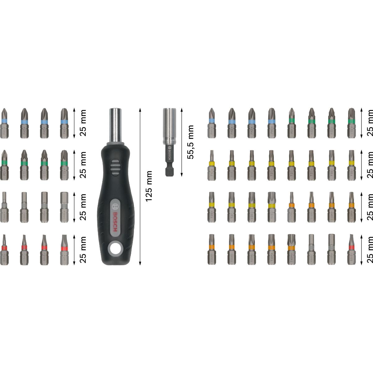 Bosch Extra Hard Schrauberbitsatz, 50-teiliges Set