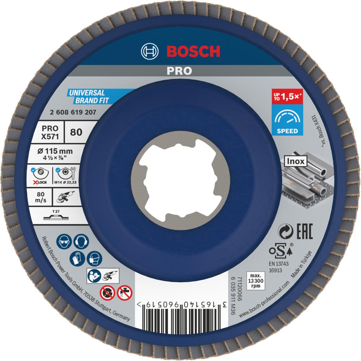Bosch PRO Fächerschleifscheibe X571 Best for Metal, gerade, Kunststoff