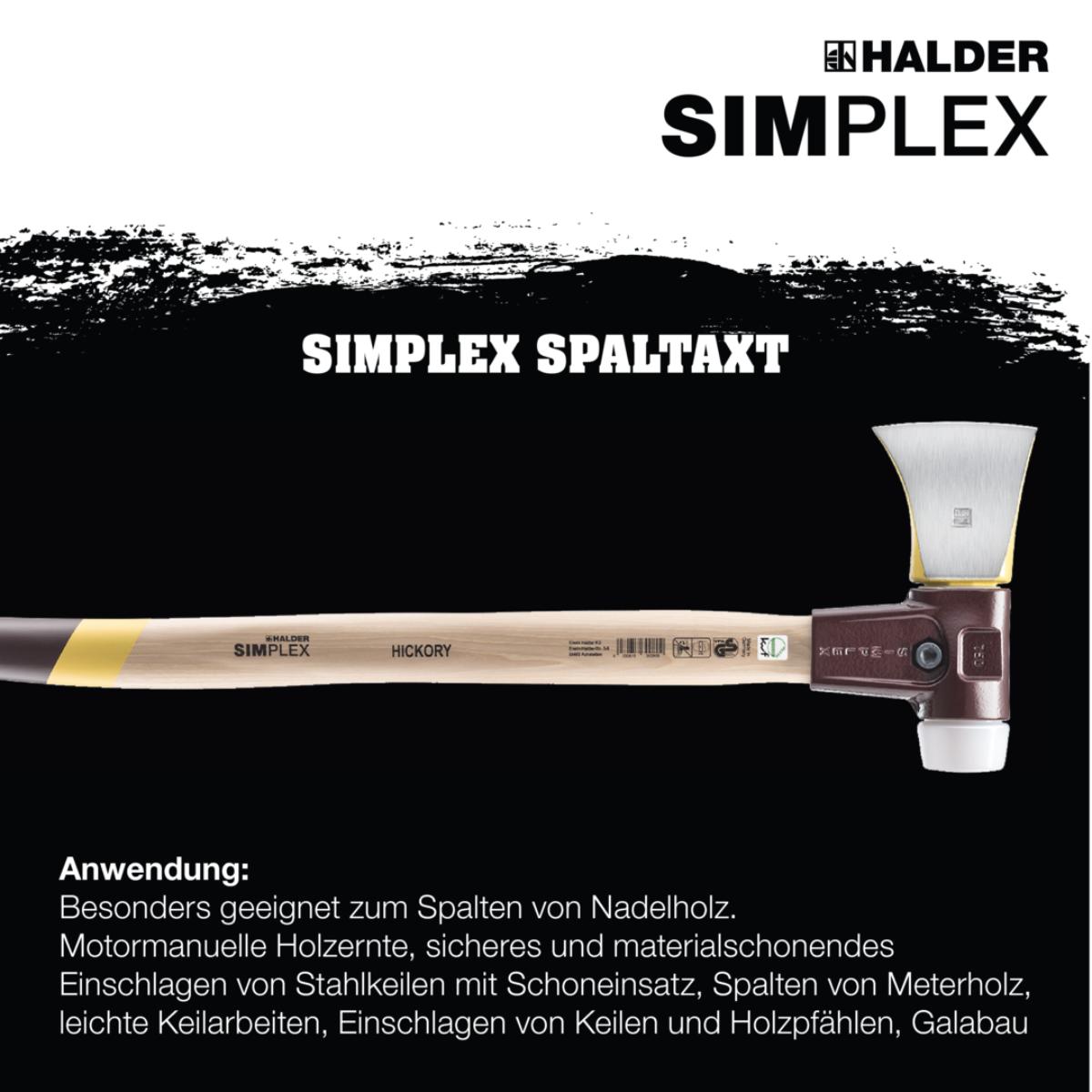 HALDER SIMPLEX - Spaltaxt mit schlanker Form mit Tempergussgehäuse und Hickorystiel