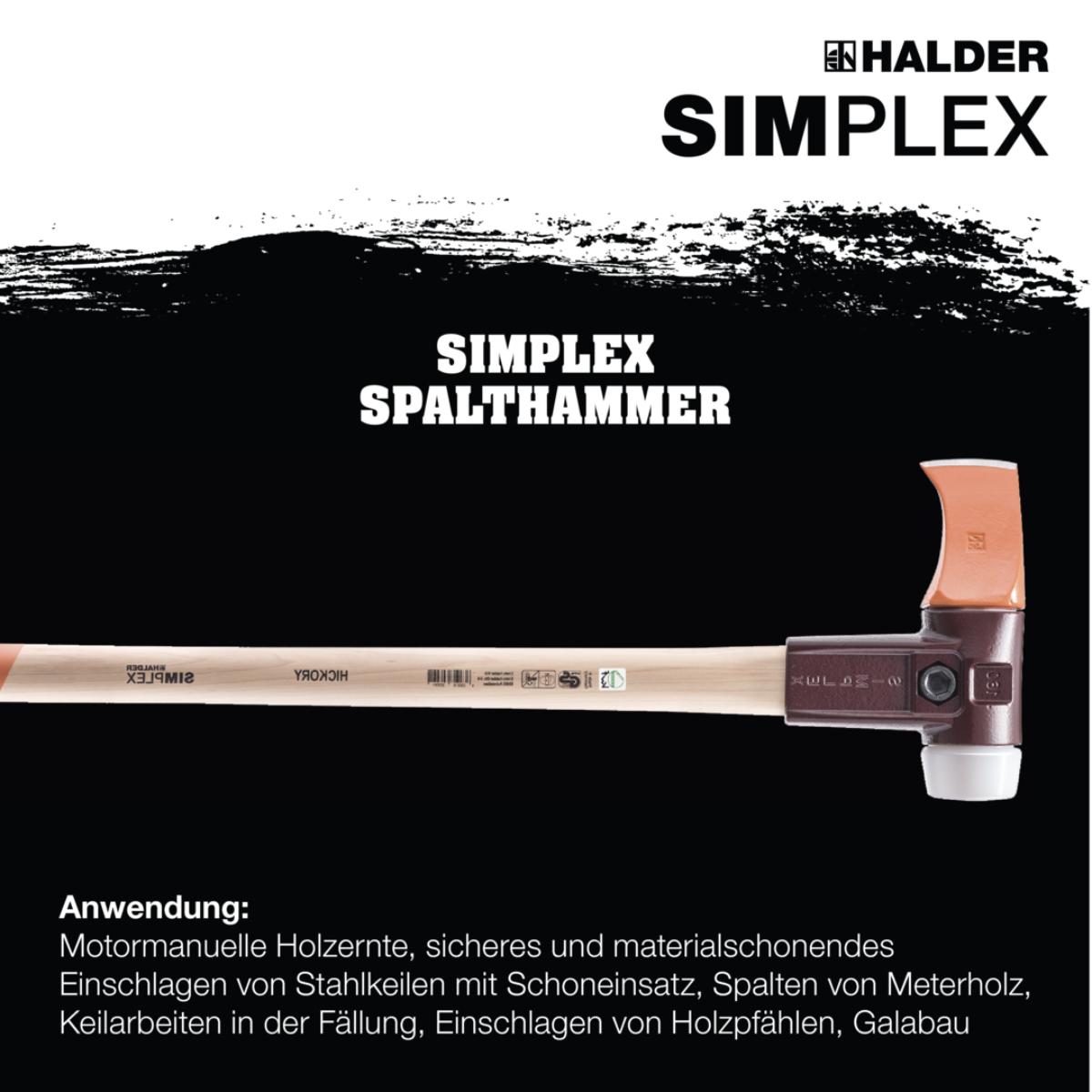 HALDER SIMPLEX - Spalthammer, Einsatz Superplastik mit Tempergussgehäuse und Hickorystiel