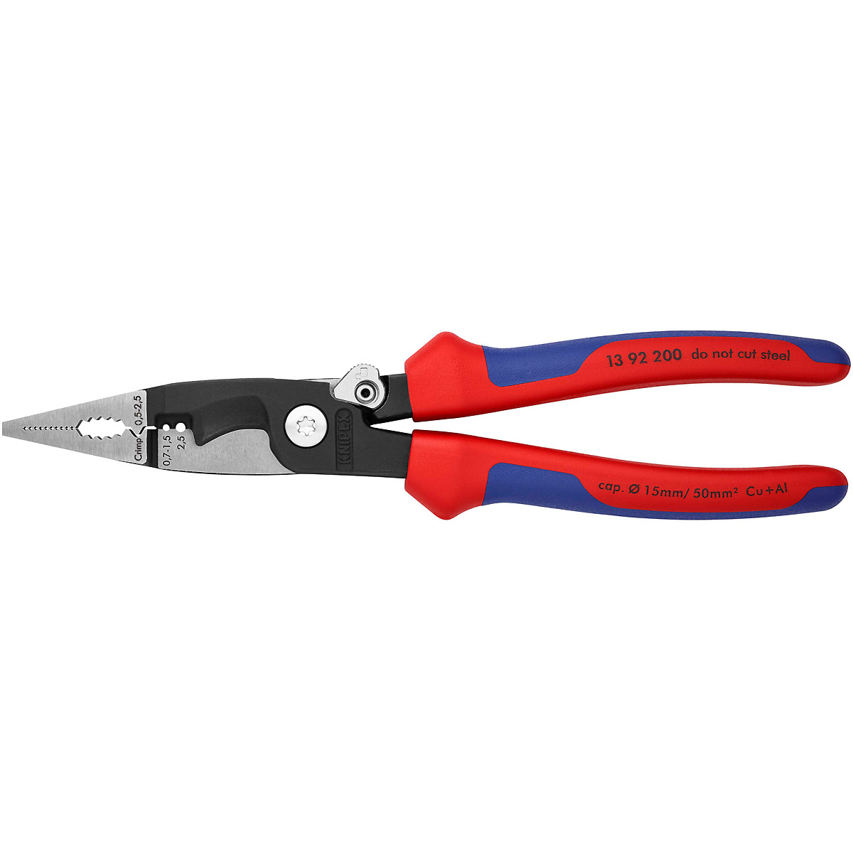KNIPEX Elektro-Installationszange 200 mm schwarz atramentiert mit Mehrkomponenten-Hüllen poliert