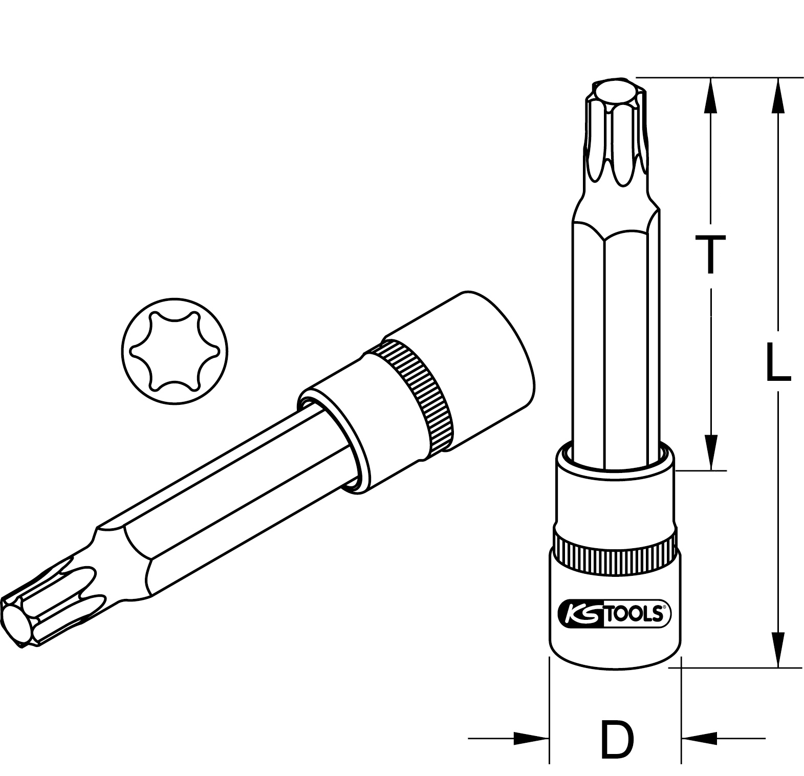 KS TOOLS 1/2" Bit-Stecknuss Torx, lang