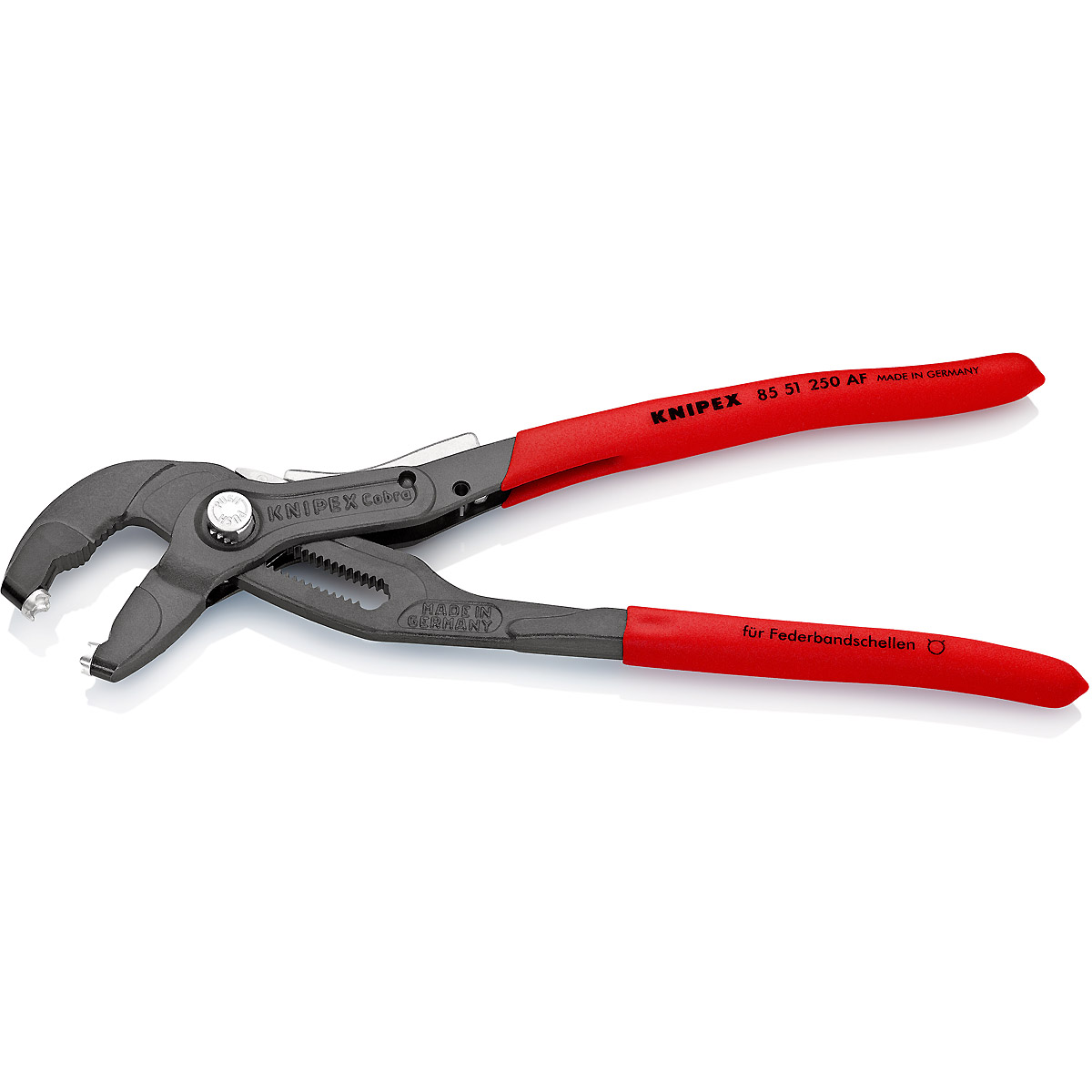 KNIPEX Federbandschellenzange mit Feststeller 250 mm grau atramentiert rutschhemmend