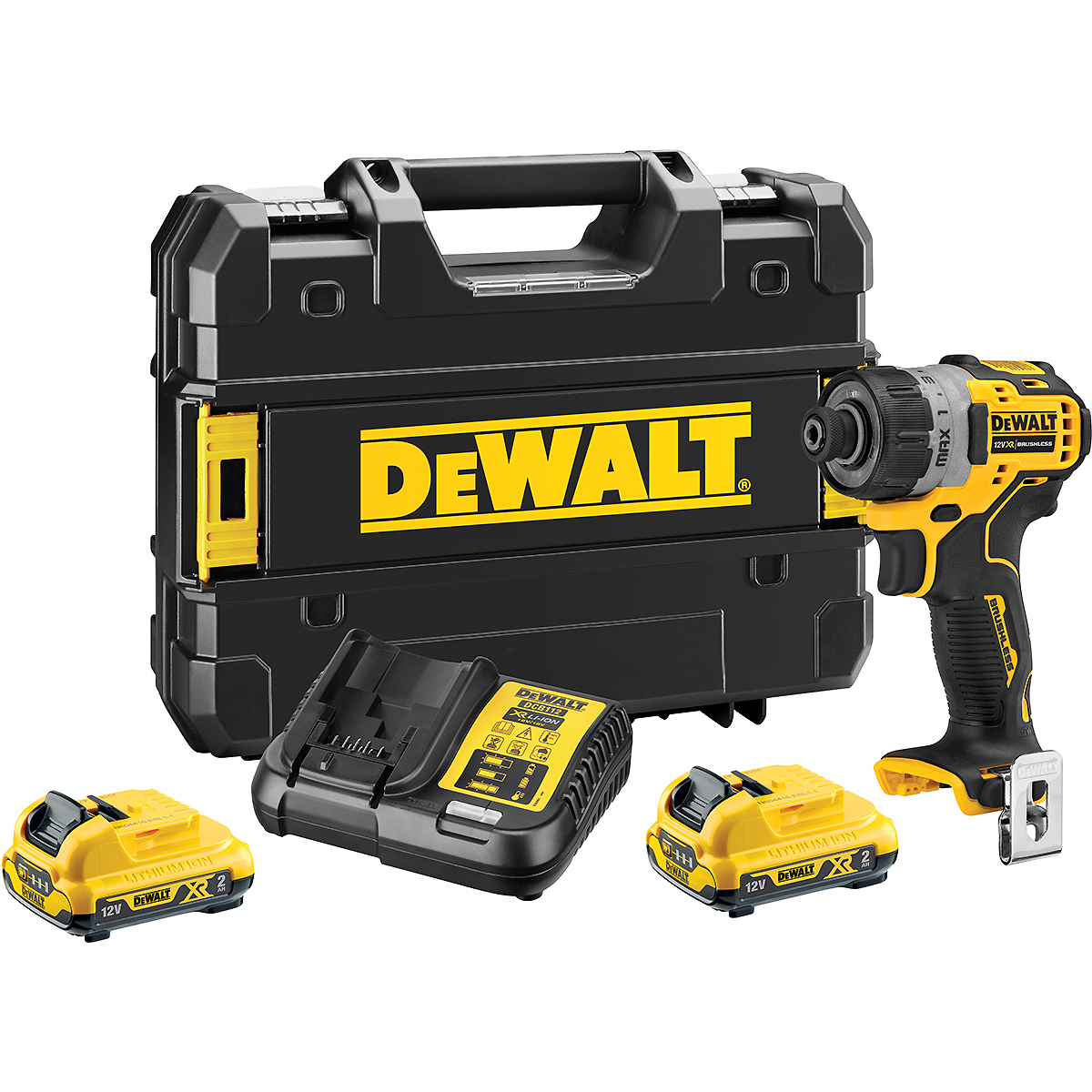 DEWALT Akku-Schrauber 1/4 Zoll 12V + 2 Akku + Schnellladegerät