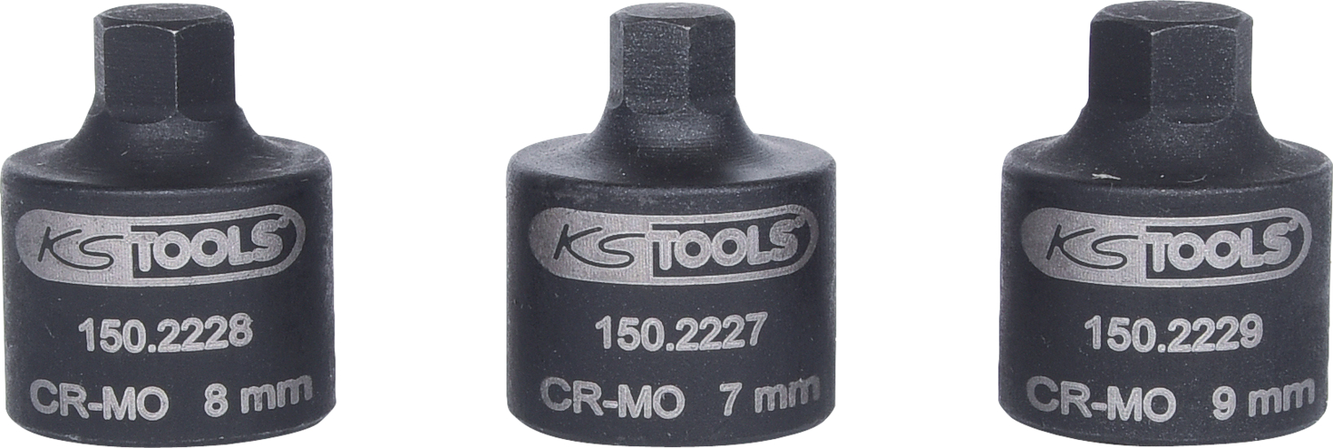 KS Tools 3/8" Bremssattel-Stecknuss-Satz, 3-tlg