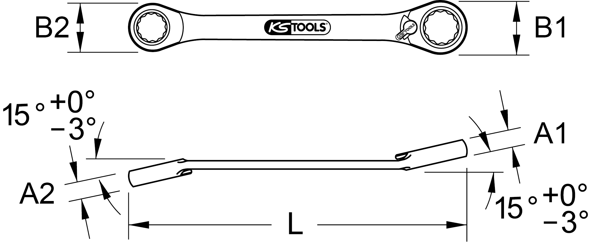 KS Tools GEARplus Doppel-Ratschenringschlüssel umschaltbar