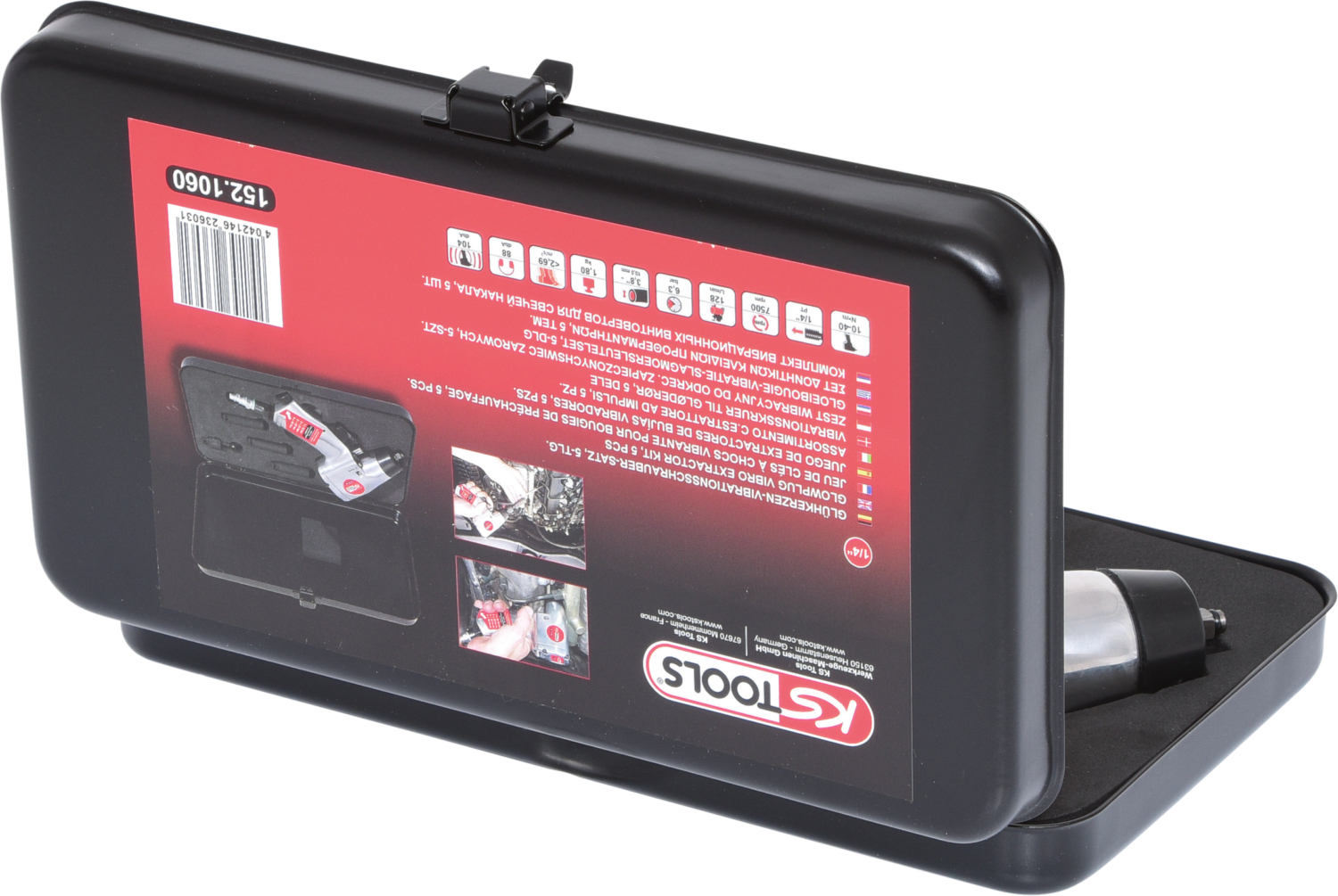 KS Tools 1-4'' Glühkerzen-Druckluft-Vibrationsschrauber-Satz, 5-tlg