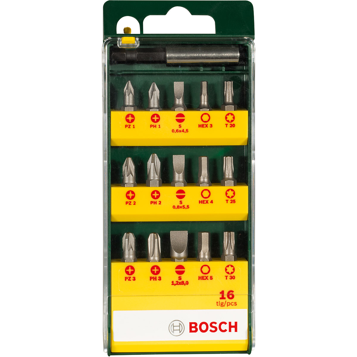 Bosch 16-teiliges Schrauberbit-Set mit magnetischen Universalhalter
