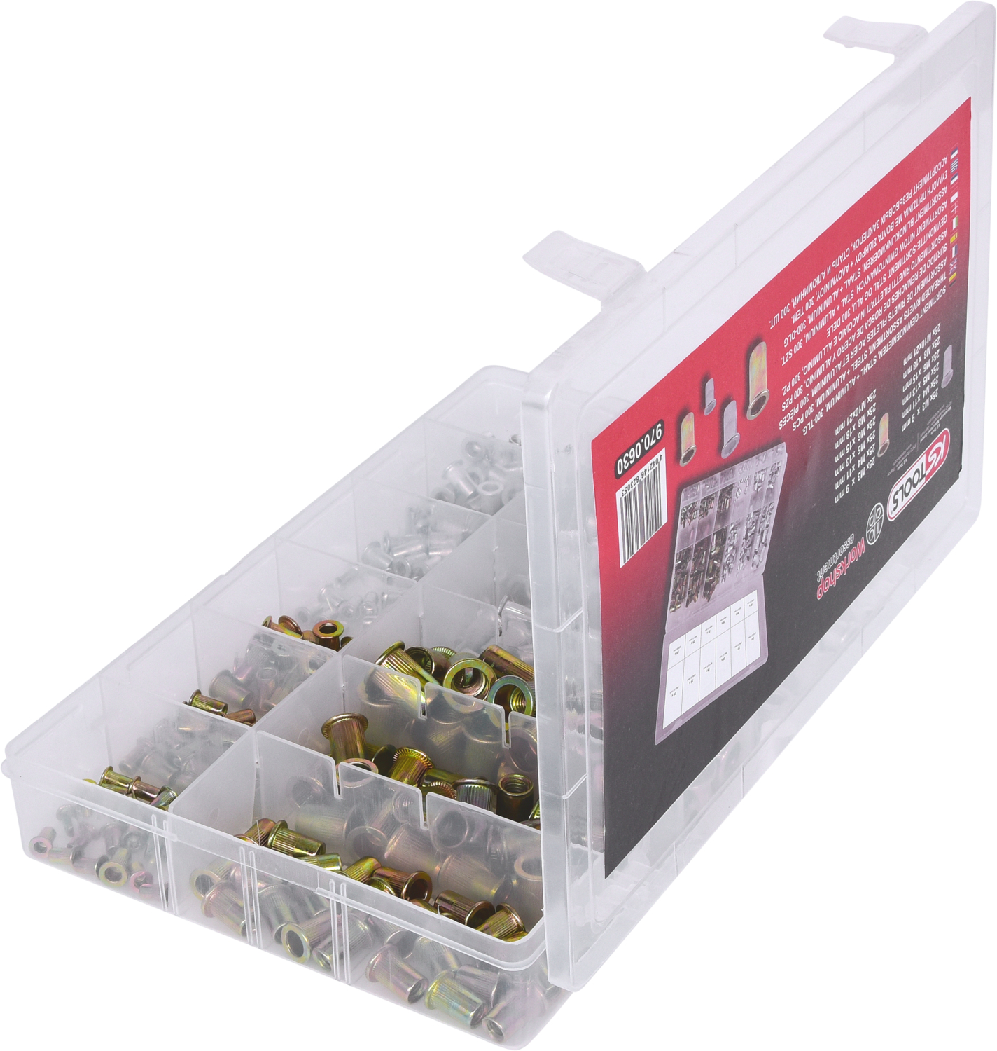 KS Tools Sortiment Gewindenieten, Stahl und Aluminium, M3x9mm-M10x21mm, 300-tlg