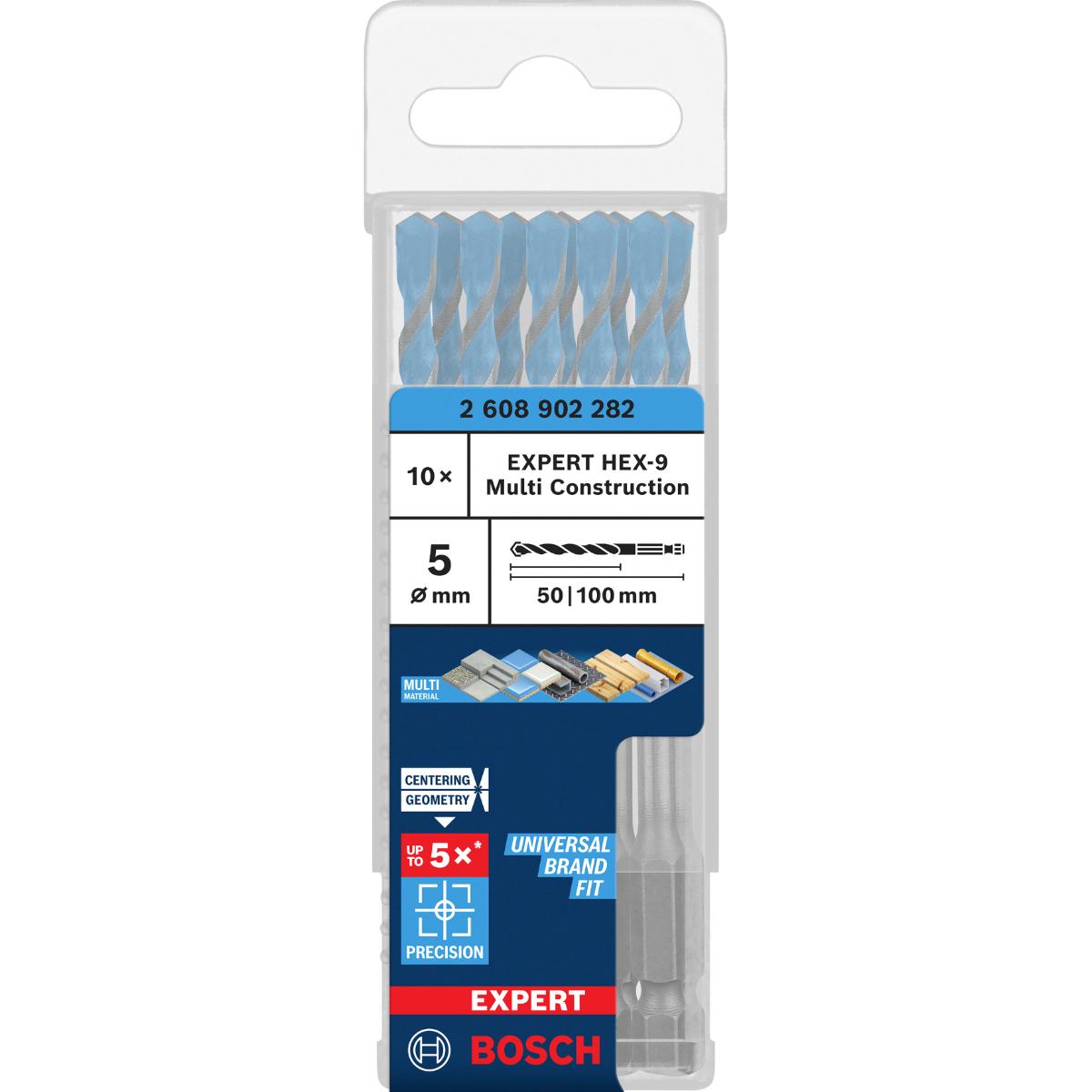 Bosch EXPERT HEX-9 Multi Construction Bohrer, 5 x 50 x 100 mm, 10-Stück