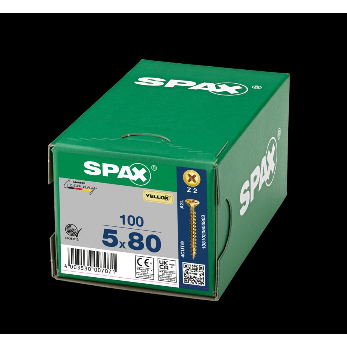 SPAX Senkmultikopf Kreuzschlitz Z2 Vollgewinde YELLOX, 100 Stück