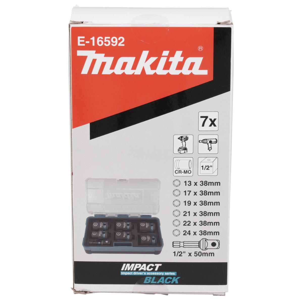 Makita Schlagnuss 7-teiliges Set, IMPACT BLACK 1/2 Zoll , CR-MO, Impact Black