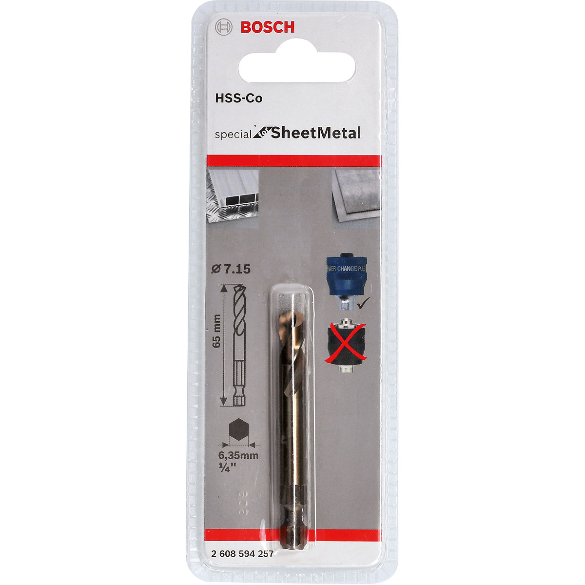 Bosch Zentrierbohrer Plus HSS-Co, 7,15 x 65 mm