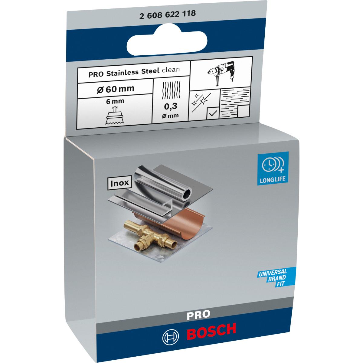Bosch PRO Topfbürste, Edelstahl, gewellter Draht, 0,3 mm, 4500 U/ min