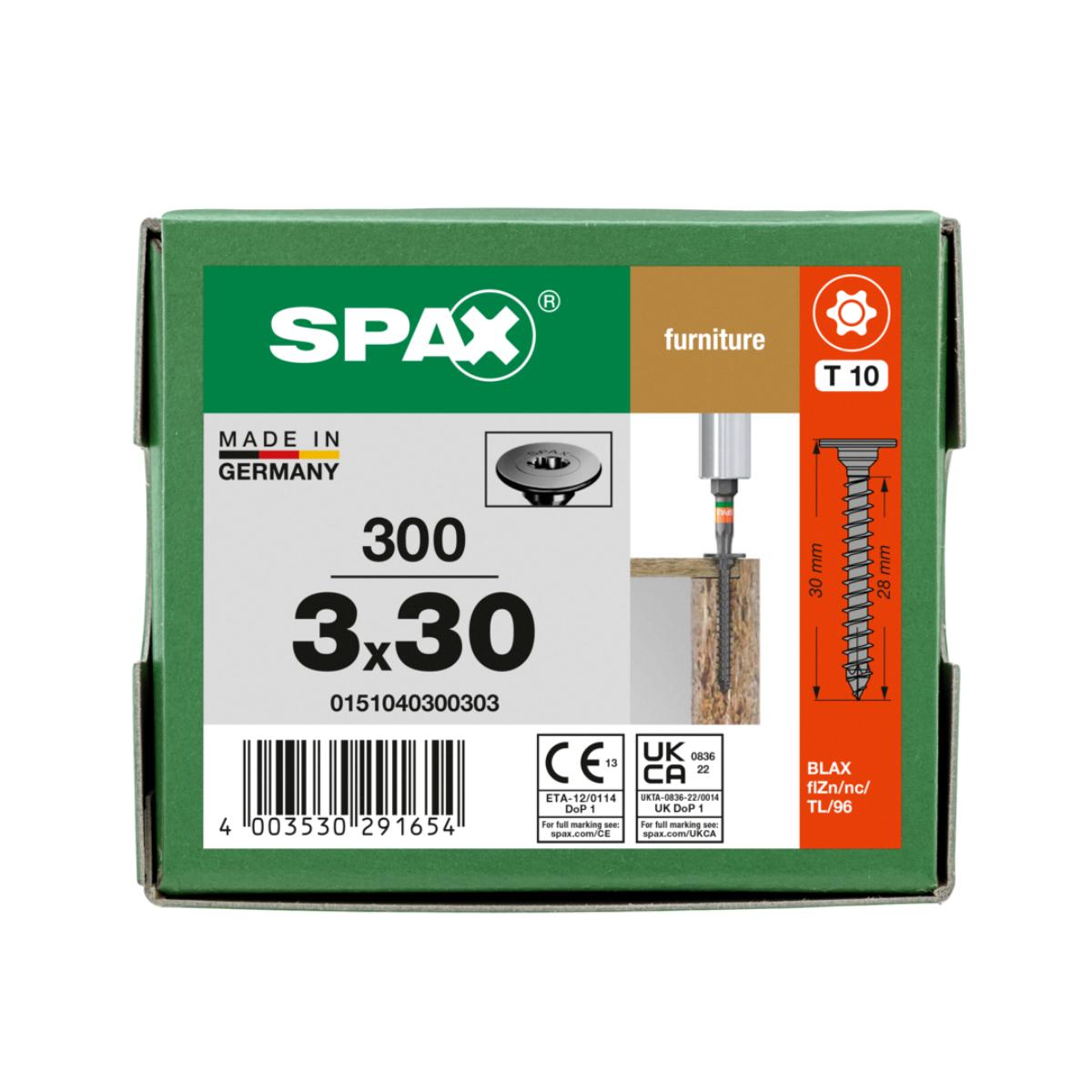 SPAX RÜCKWANDKOPF OHNE LINSE T-STAR PLUS 10 VOLLGEWINDE BLAX 300 Stück