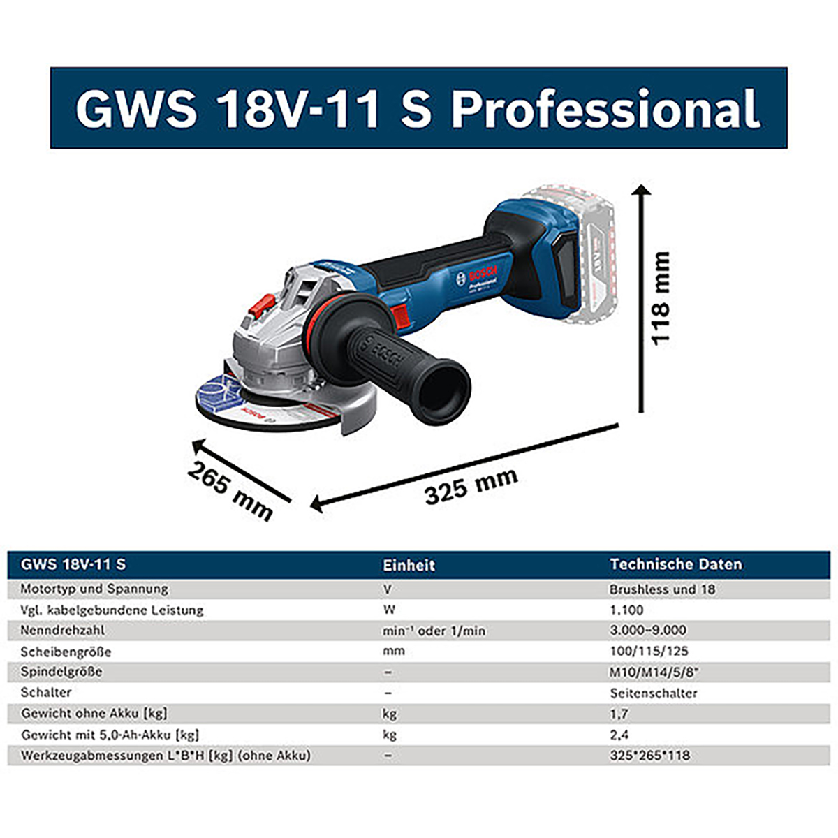 Bosch Winkelschleifer ProfessionalGWS 18V-11