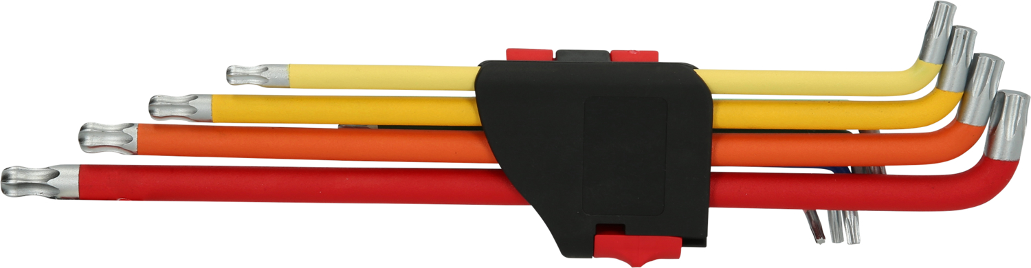 KS Tools Kugelkopf-Torx-Winkelstiftschlüssel-Satz, extra lang und 108° abgewinkelt, 9-tlg