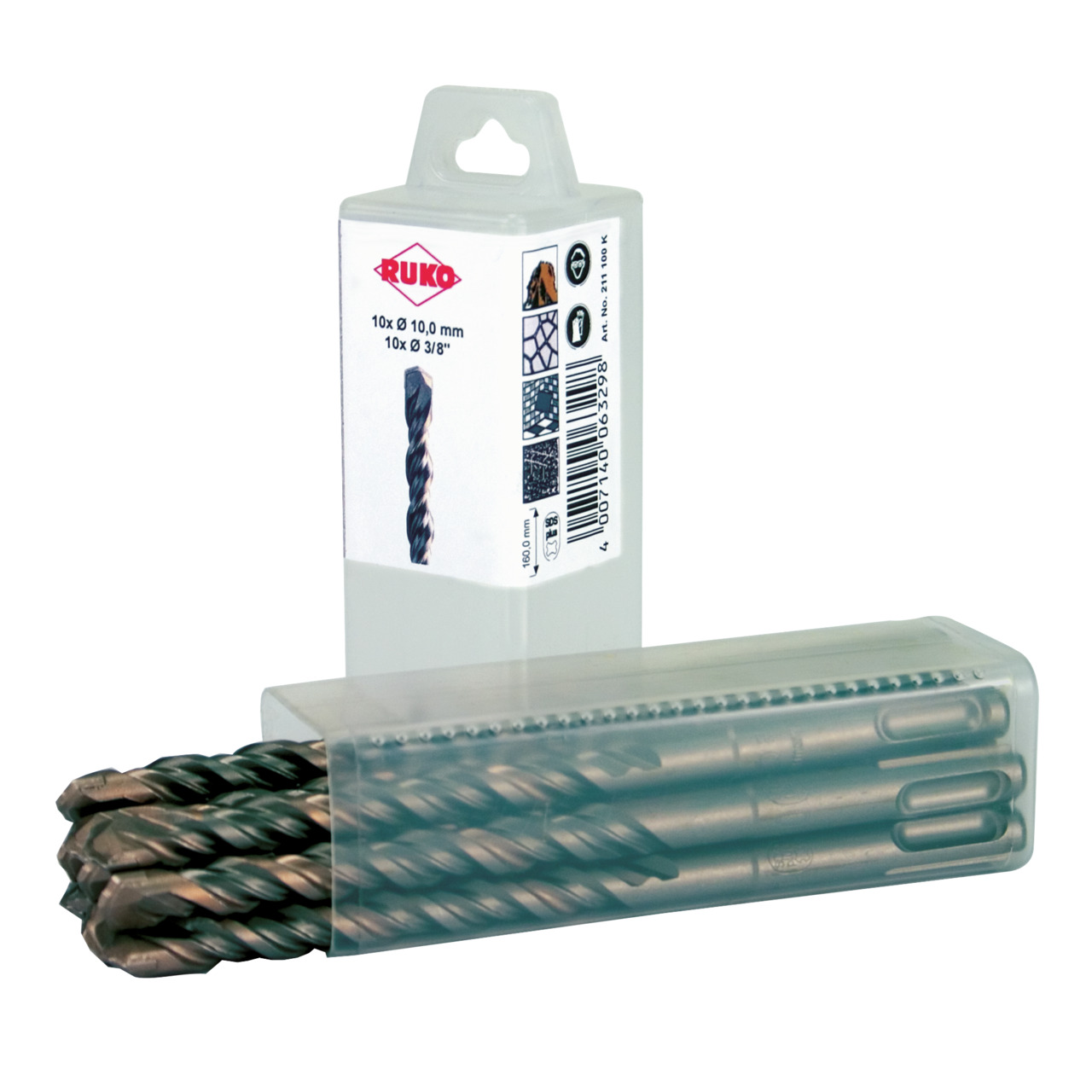 Bohrer, Bohrerschaft, Kohlenstoffstahl, Verpackung, 10xØ10mm