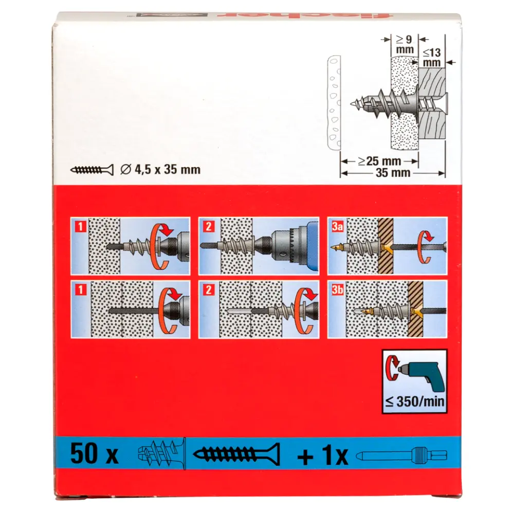 Fischer Gipskartondübel GK S mit Schraube