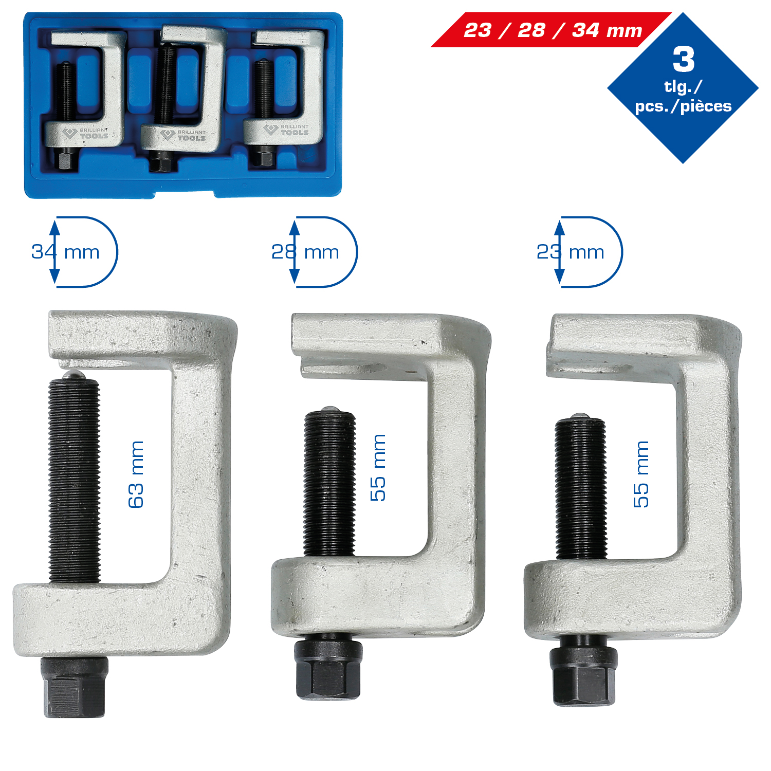 Brilliant Tools Kugelgelenk-Abdrücker-Satz, 3-tlg - BT661000