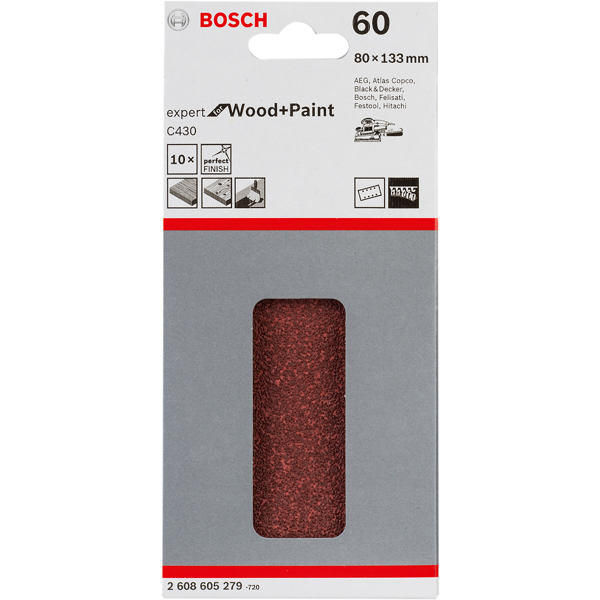Bosch Schleifblatt C430 für Schwingschleifer 80 x133 mm 8-Lochung