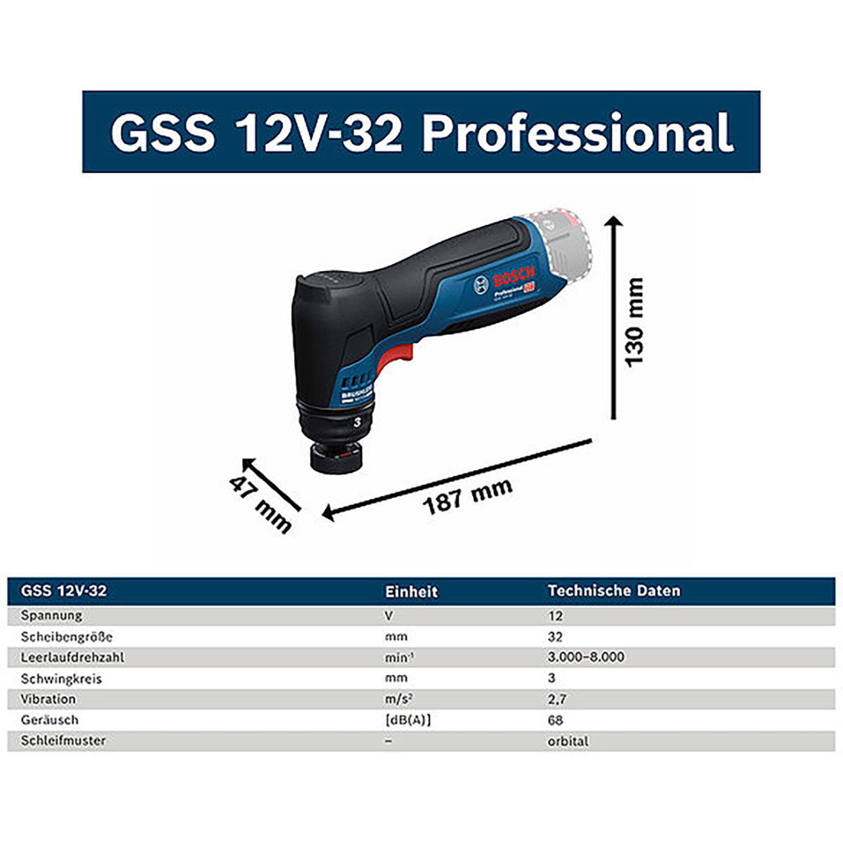 Bosch Akku-Schwingschleifer GSS 12V-32
