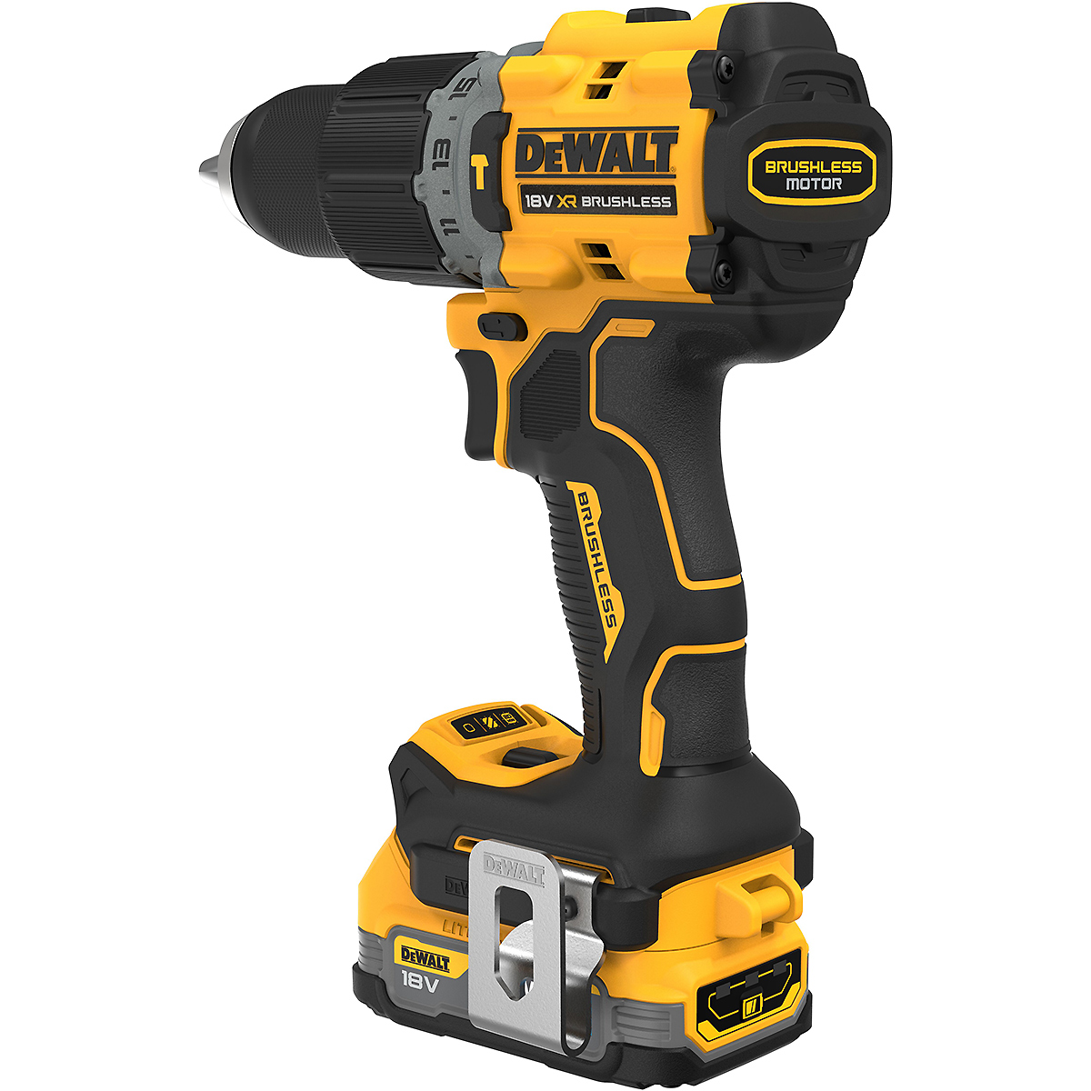 DEWALT 2-Gang-Akku-Schlagbohrschrauber XR 18V + 2 Powerstack Akku + Schnellladegerät