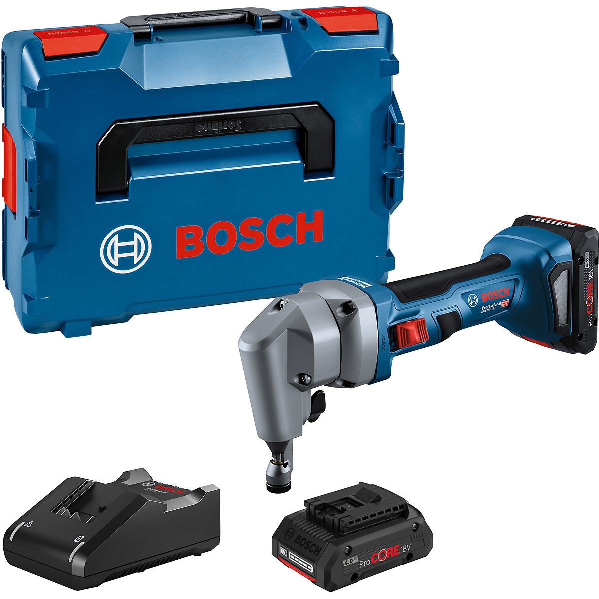 Bosch Akku-Nager GNA 18V-16 E, 2 Akku ProCORE18V 4.0Ah, Ladg. u. L-BOXX
