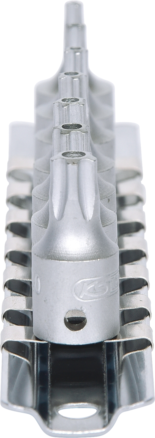 KS Tools 1/4" Bit-Stecknuss-Satz für Fünfstern-Schrauben, 7-tlg mit Stirnlochbohrung