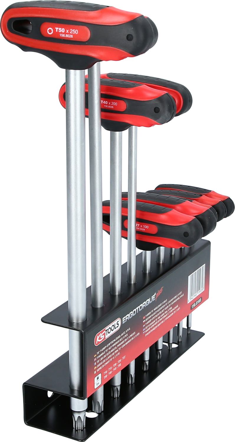 KS Tools T-Griff-Torx-Winkelstiftschlüssel-Satz, 9-tlg