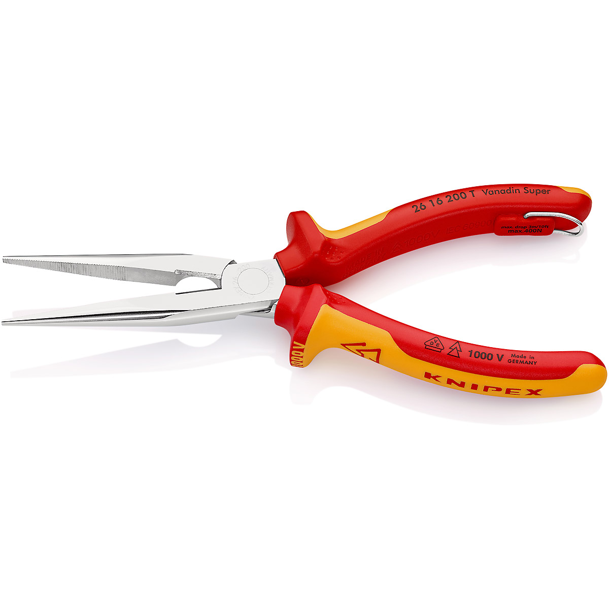 KNIPEX Flachrundzange mit Schneide/Befestigungsöse verchromt