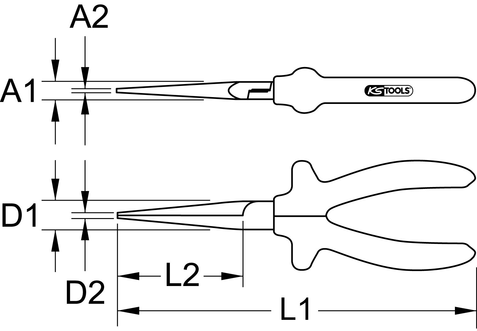 KS Tools 1000V Langbeck-Flachzange, 160mm