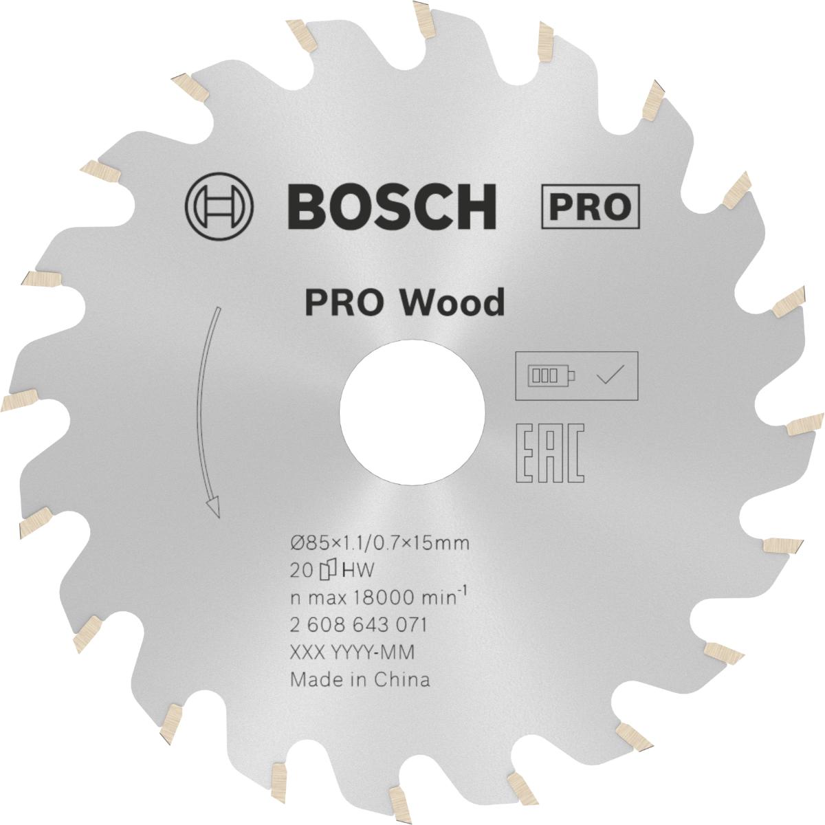 Bosch PRO Kreissägeblatt Optiline Wood für Handkreissägen ø 85 mm