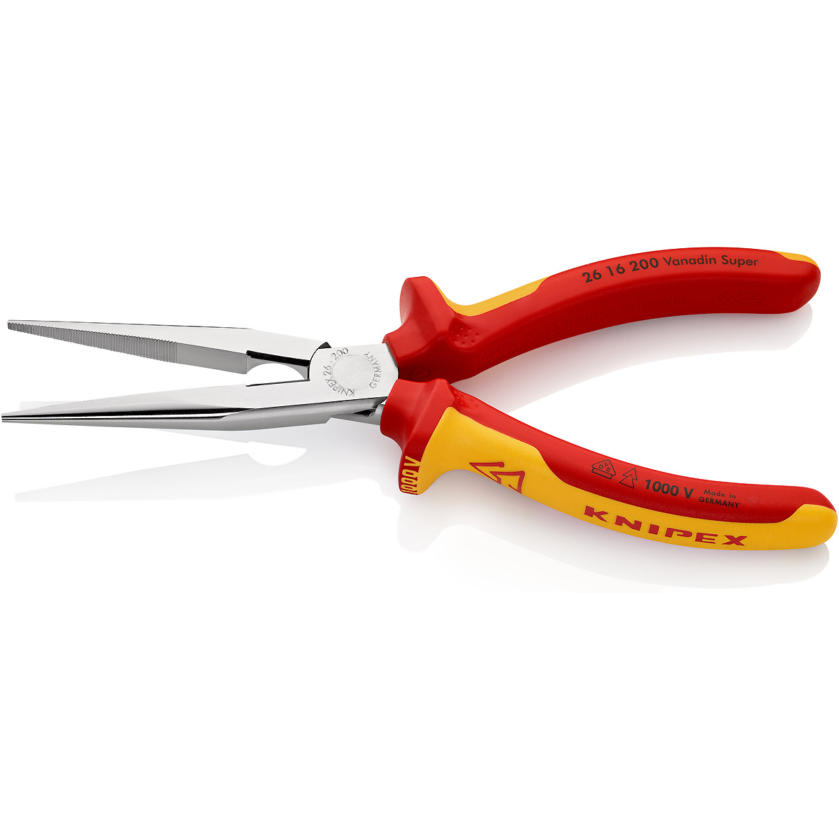 KNIPEX Flachrundzange mit Schneide verchromt (Storchschnabelzange)