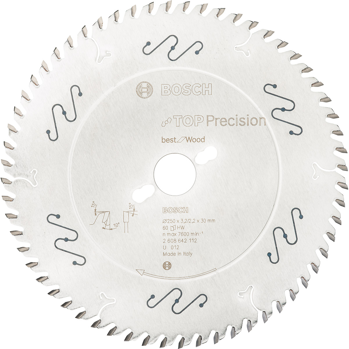 Bosch Kreissägeblatt Top Precision Best for Wood, 250 x 30 x 3,2mm, 60 Zähne