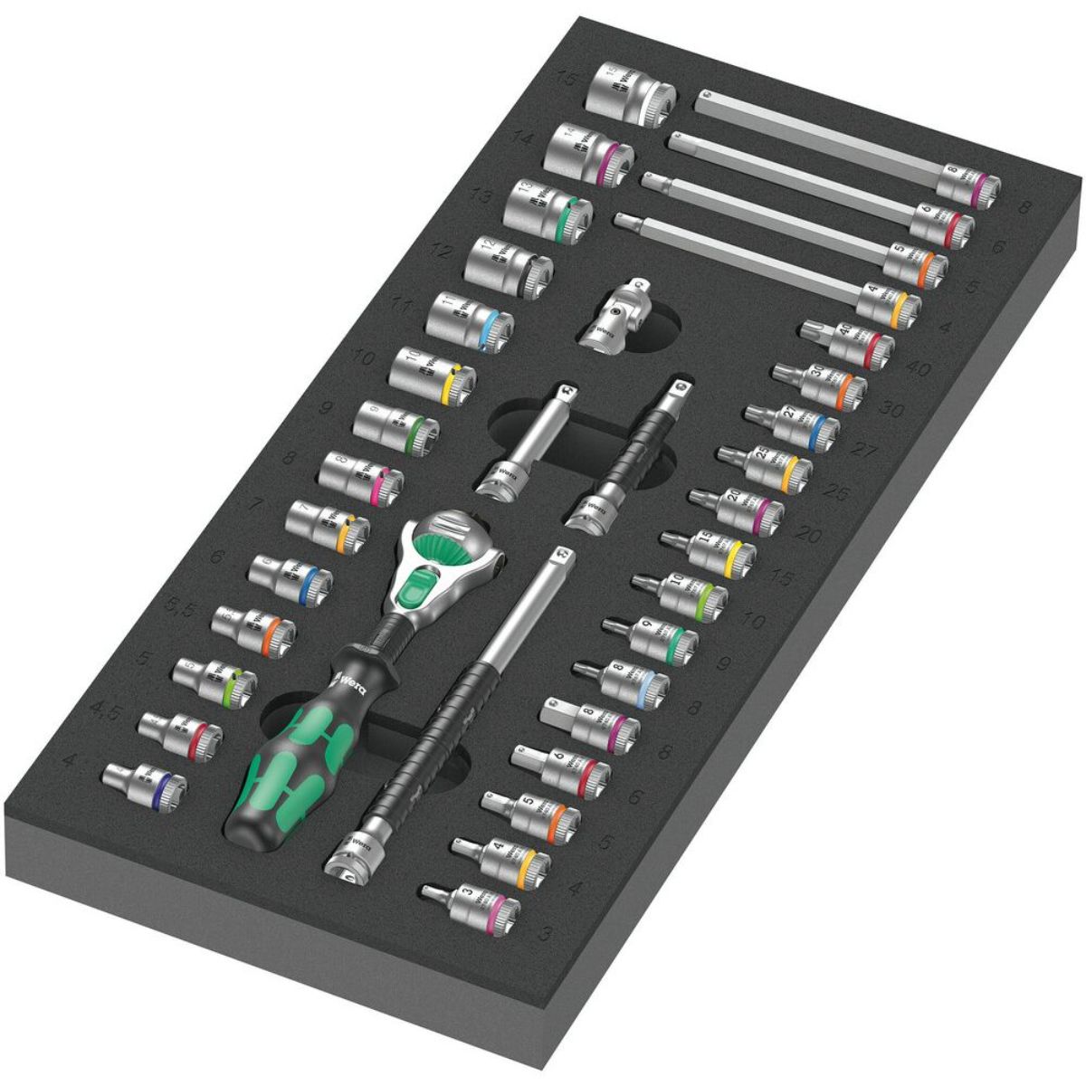 Wera 9720 Schaumstoffeinlage 8000 A Zyklop Knarre 1/4" Set 1, 37-teilig