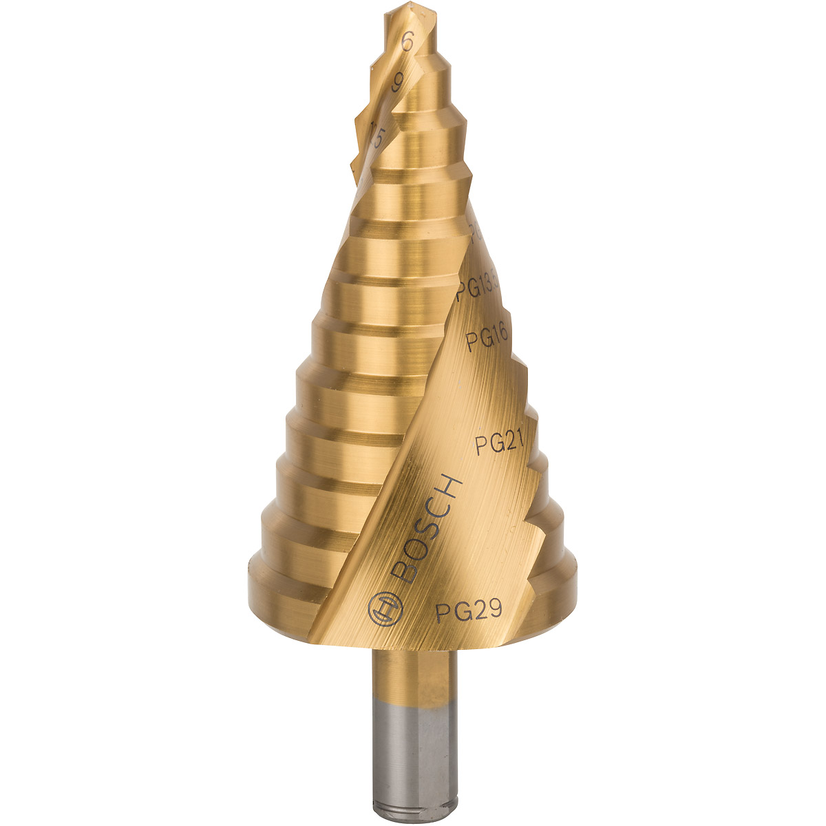 Bosch Stufenbohrer HSS-TiN, für Kabelverschraubung, 6 - 37 mm, 10 mm, 93 mm, 12 Stufen