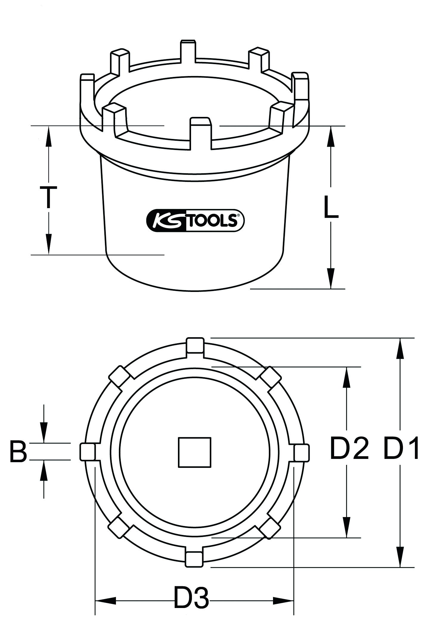 KS Tools 3/4" Nutmuttern-Schlüssel Scania 8 Zapfen für Scania