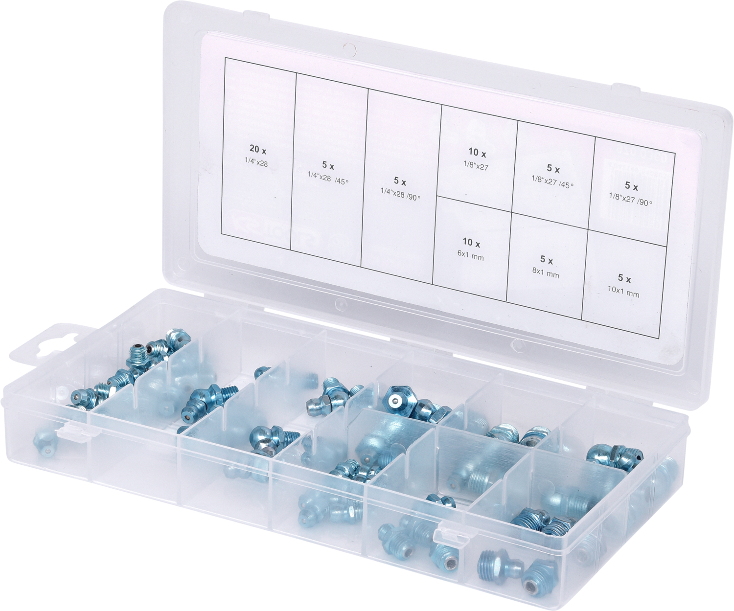 KS Tools Sortiment Schmiernippel, metrisch & Zoll, 70-tlg