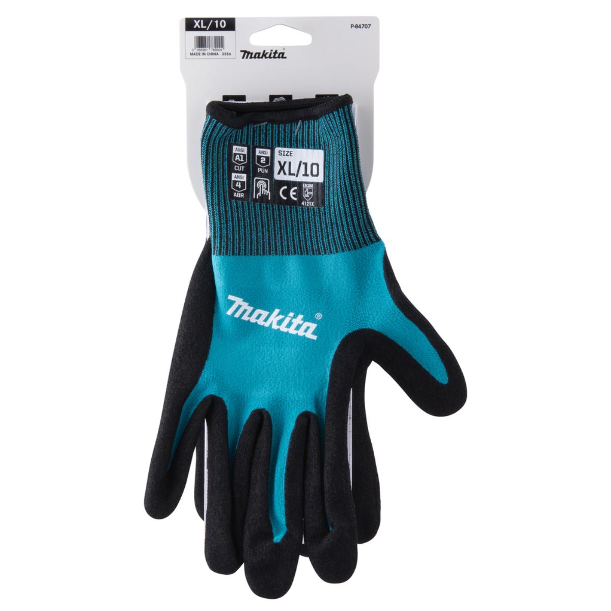 Makita Arbeitshandschuhe - Nitril - Touchscreenfähig - Öl-, Flüssigkeitsbeständig