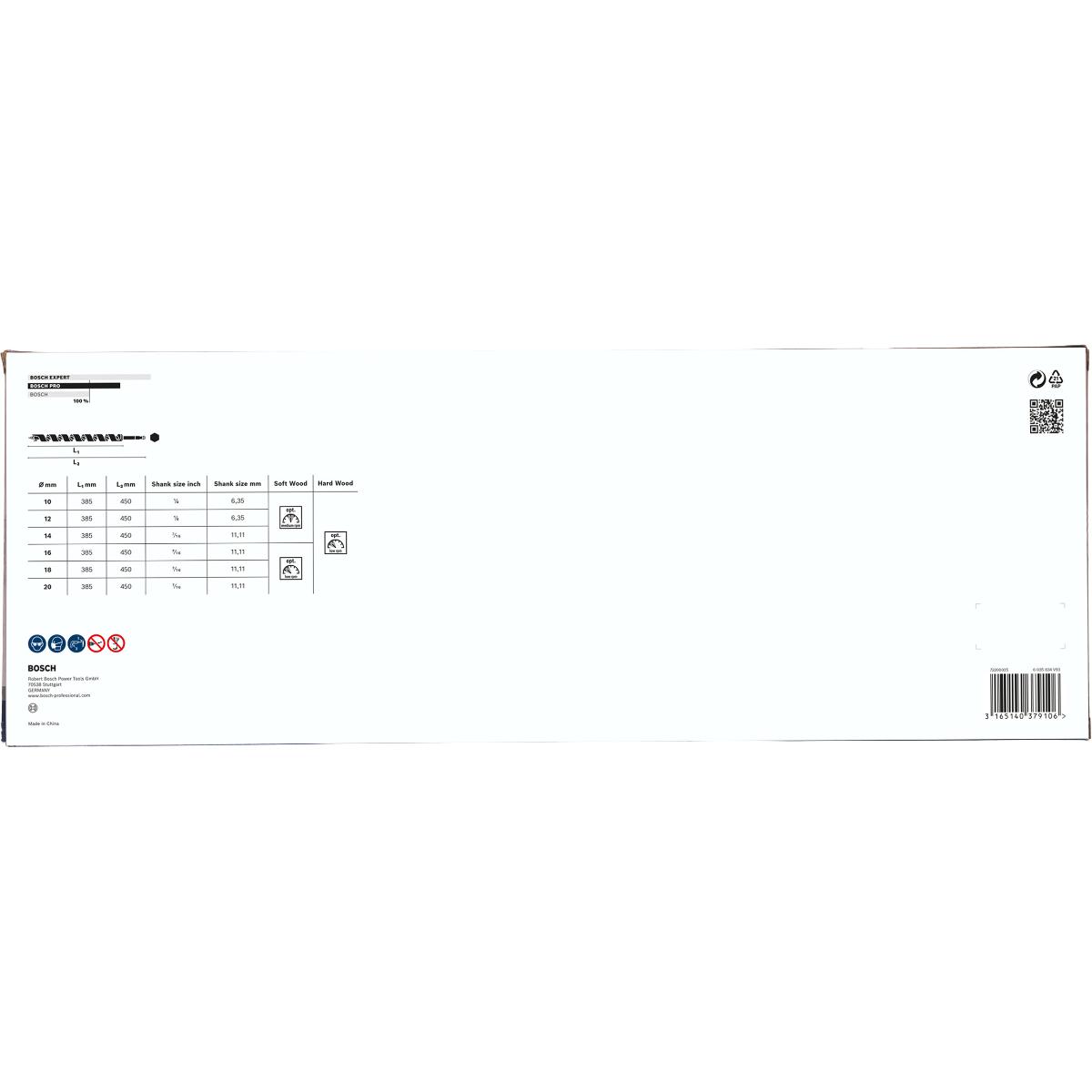 Bosch PRO Schlangenbohrer-Set, 6-teilig, 10 - 20 mm, 360 mm, 450 mm