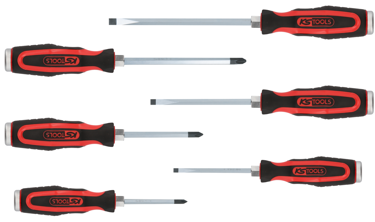 KS Tools ERGOTORQUEmax Schlagkappen-Schraubendreher-Satz, 6-tlg Schlitz, PH
