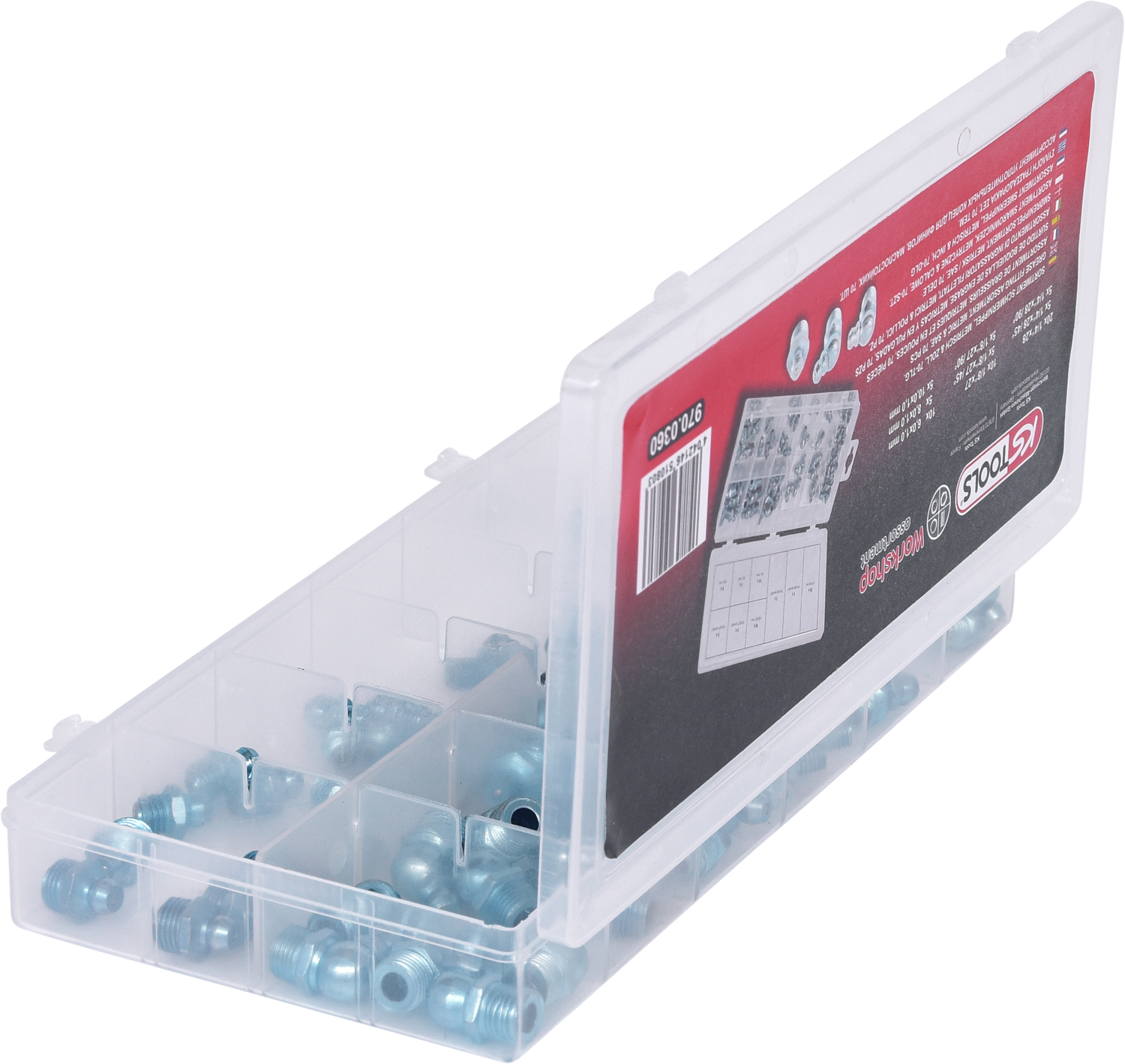 KS Tools Sortiment Schmiernippel, metrisch & Zoll, 70-tlg