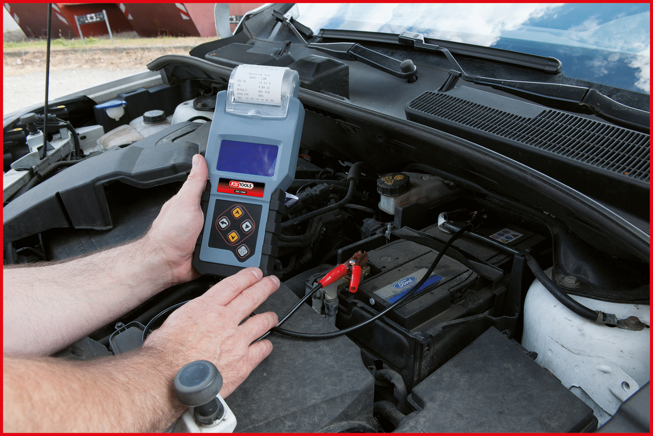 KS Tools 12V Digital-Batterie- und Ladesystemtester mit integriertem Drucker