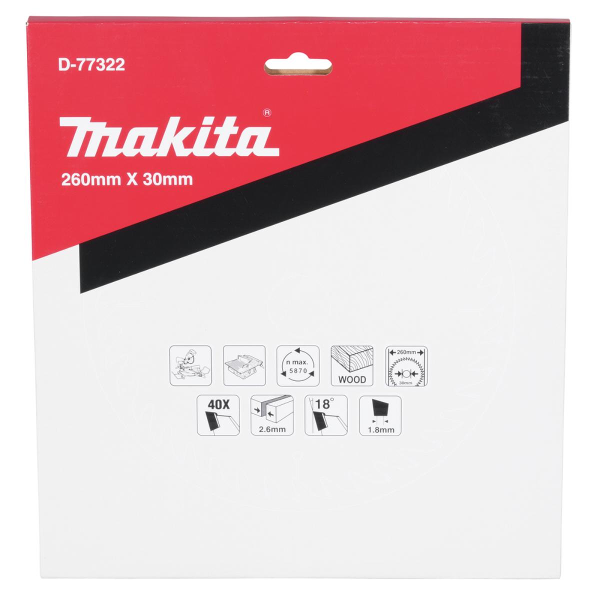 Makita Sägeblatt TCT 260x30x40Z - D-77322