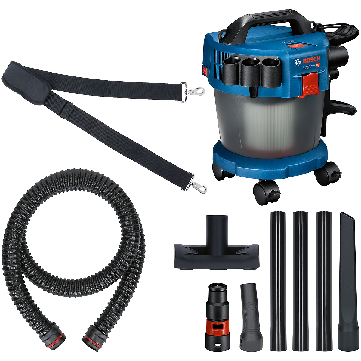Bosch Akku-Staubsauger GAS 18V-10 L, Solo Version, mit Elektrowerkzeugadapter