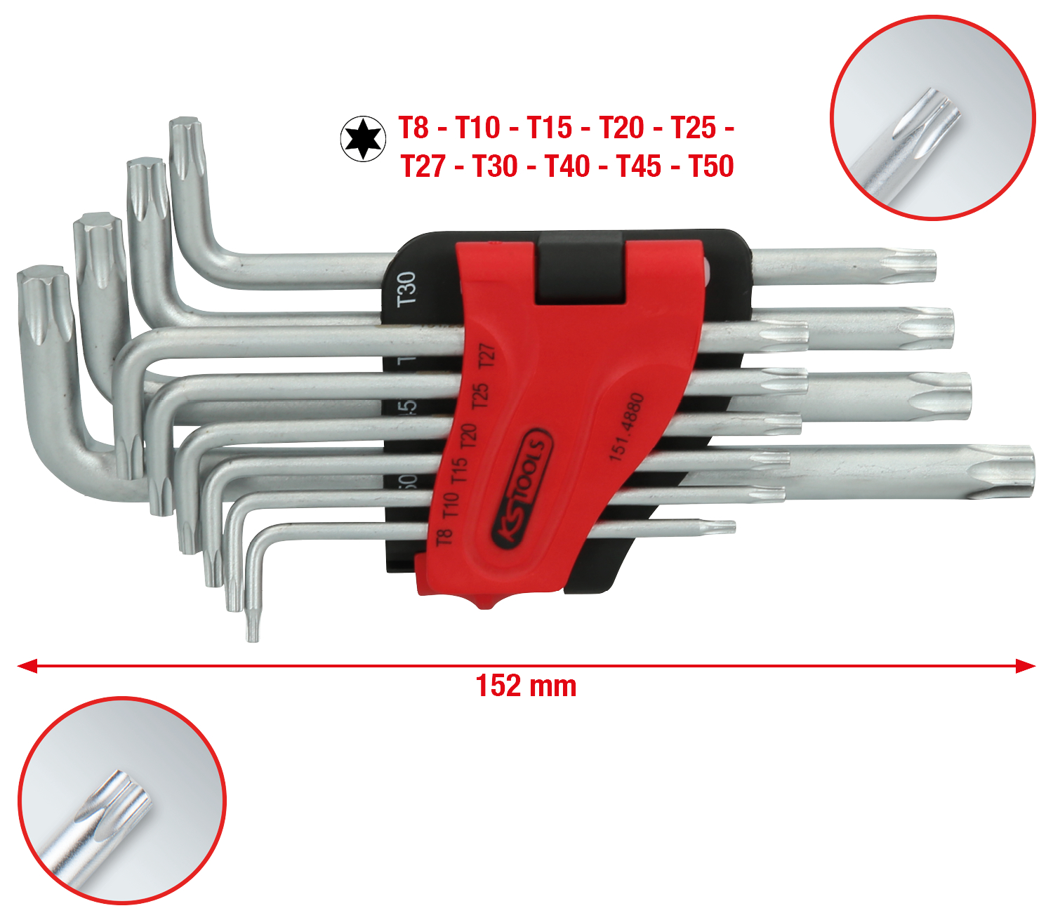 KS Tools Torx-Winkelstiftschlüssel-Satz, lang, 10-tlg