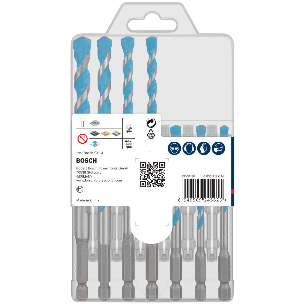 Bosch EXPERT HEX-9 MultiConstruction Drill Bit, 7pc set 5/5.5/6/7/8/10